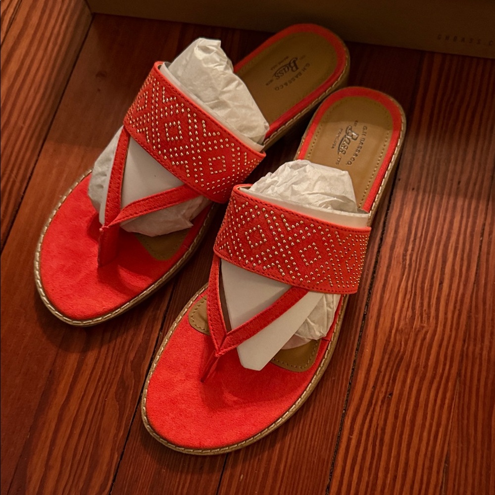 G.H. Bass & Co. Poppy Red Beaded Sandals